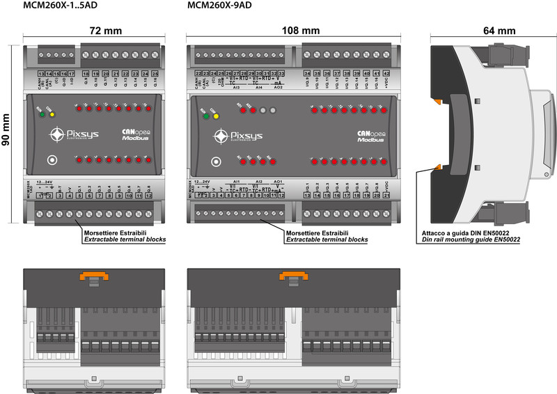 Modbus converter dimmensions